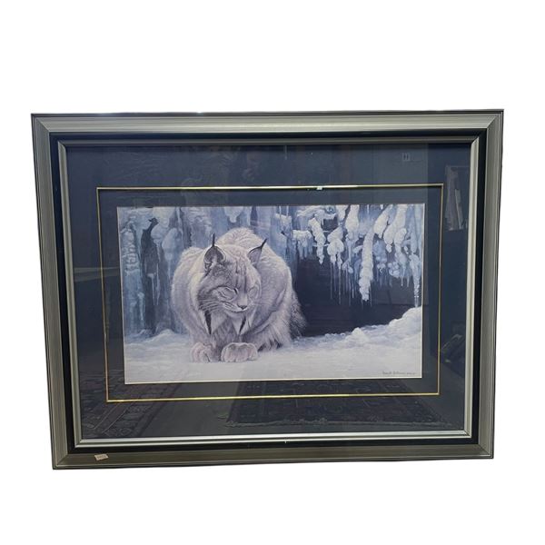 Robert Bateman "Dozing Lynx" Print (well matted in a 46" x 36" frame)