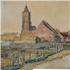 Image 3 : "Dutch Village Scene" Print by J. Frater (frame: 24" x 17")