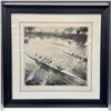 Image 1 : Vintage Ltd. Edition Etching of Rowers #33/250  Signature is possible A. Sergini 927  (frame dimensi