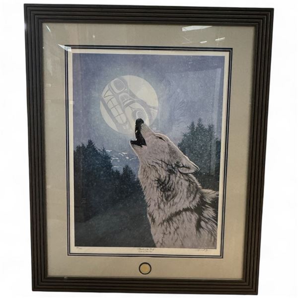 Liz Mitten Ryan Ltd. Edition Print "Spirit of the Wolf" #881/2009 (Triple matted in a 32" x 39" fram