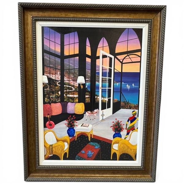 Fanch (Francois) Ledan Framed Giclee on Canvas "Gothic View (Frame dimensions: 33 " x 43 ")