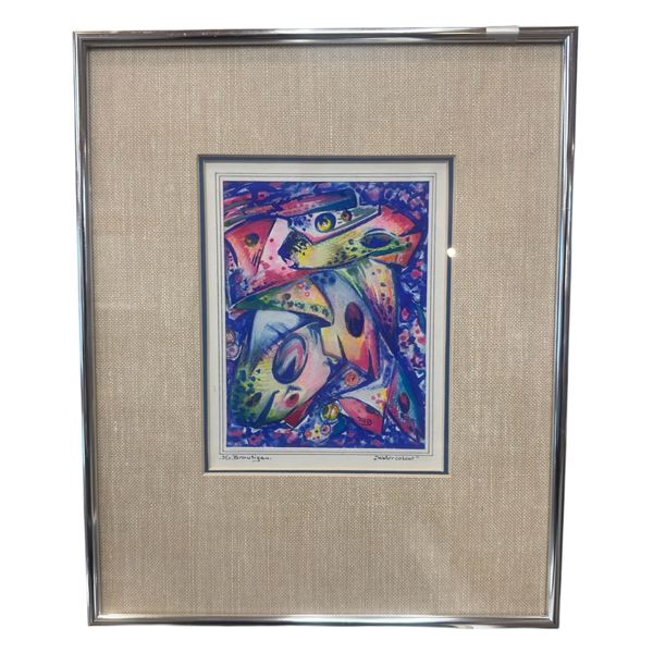 Original Ko Brautigan Abstract Watercolour Painting (Double matted in a 12" x 15" frame)