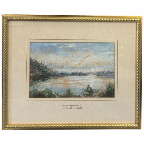 Leonard M. Davis Oil Painting "Sooke Harbour - B.C."  (Frame dimensions: 12" x 16")