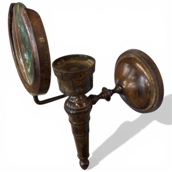 Vintage Candle Sconce with Glass Reflector * Brass with a Bronze Patina