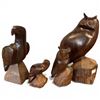 Image 1 : 4 Ironwood Owl & Eagle Carvings * Largest is 4" x 6" x 9" tall