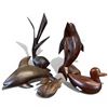 Image 1 : 5 Carved Wood Fish & Duck Carvings * Largest is the 4" x 4" x 8" tall dolphin