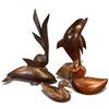 Image 2 : 5 Carved Wood Fish & Duck Carvings * Largest is the 4" x 4" x 8" tall dolphin