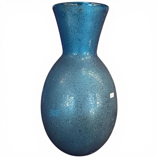Large Blue Art Glass Vase 19" tall x 10" diameter