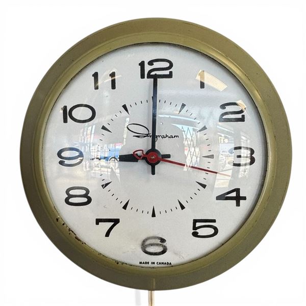 Vintage Ingraham 8" Electric Wall Clock * Made in Canada