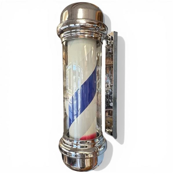 Electric Wall Mount Blue Stripe Barber Pole (29" Tall X 9.5" Diameter) a Minor Amount of Paint is Pe
