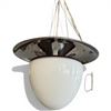 Image 1 : Bauhaus Style Chandelier with Metal Reflector and Milk Glass Shade (17" Diameter X 13" Tall)