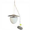 Image 2 : Bauhaus Style Chandelier with Metal Reflector and Milk Glass Shade (17" Diameter X 13" Tall)