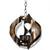 Image 2 : Mid-Century Modern Patinated Brass Hanging Candle Holder with Chain (12" tall x 9" diameter)
