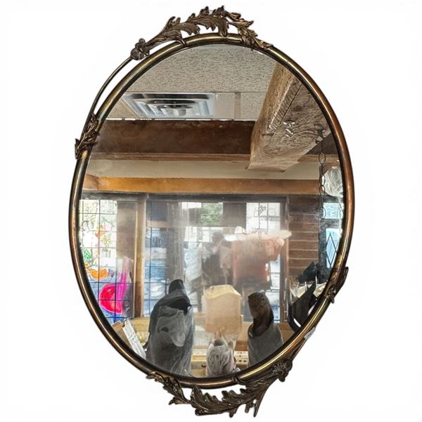 Vintage Metal Framed Oval Mirror (24" x 16")