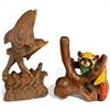 Image 1 : Carved Wood Fish Statue Plus  Carved and Hand Painted Racoon (Fish is 12" Tall)