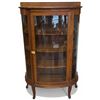 Image 1 : Oak Curved Glass Display Cabinet with Keys (16" X 36" X 59" Tall)
