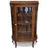 Image 2 : Oak Curved Glass Display Cabinet with Keys (16" X 36" X 59" Tall)