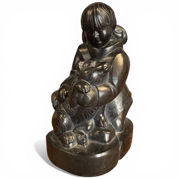 Boma "Girl with Wolf" Statuette * 6" Tall X 4" Diameter