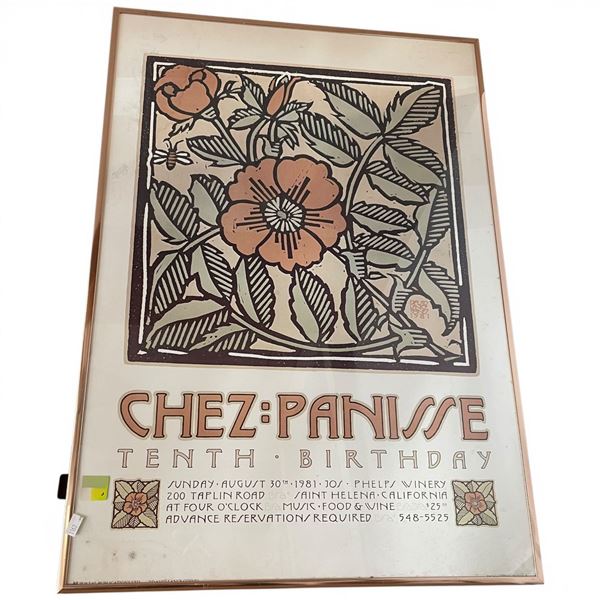 1981 "Chez=Panisse 10th Birthday" Framed Poster (framed dimension: 29" x 20")
