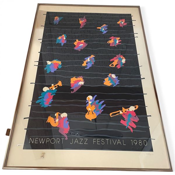 1980 Ltd. Editon "Newport Jazz Festival" Framed Poster #4265/5000 (Frame Dimensions: 22" X 34")