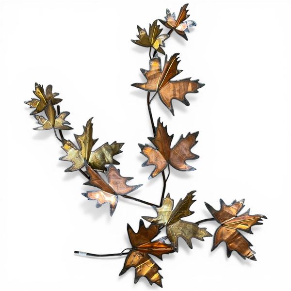 Mid-Century Brass & Copper Maple Leaf Wall Art (20" x 26")