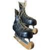 Image 2 : Pair of Vintage Leather CCM "Bobby Hull" Skates with Wood Skate Guards (Size 10)
