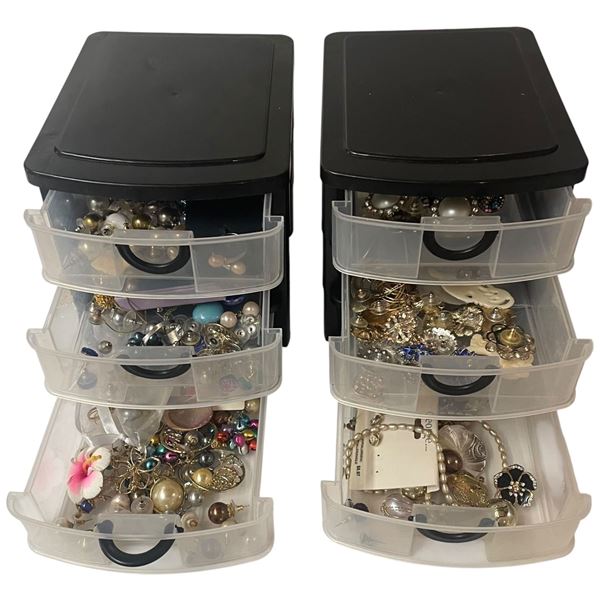 2 Containers of Assorted Jewelry (Each Container is: 6" X 8" X 6" Tall)