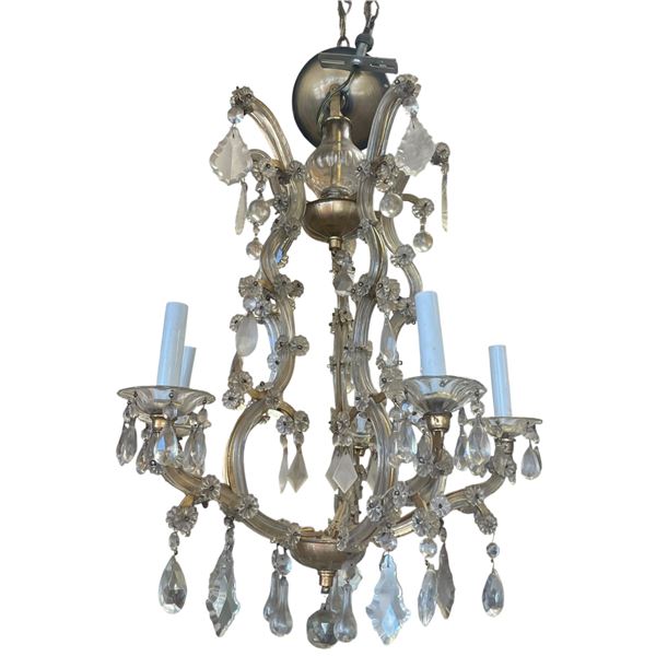 Vintage Chandelier with Cut Glass Drops (26" tall x 24" diameter)