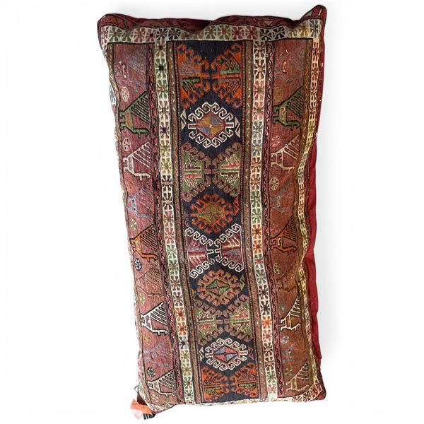 Large Handcrafted Needle Work Floor Cushion (22" x 40" x 6" thick)