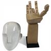 Image 1 : White Mannequin Head and Articulating Wooden Hand Sculpture 12" Tall