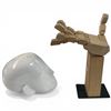 Image 2 : White Mannequin Head and Articulating Wooden Hand Sculpture 12" Tall