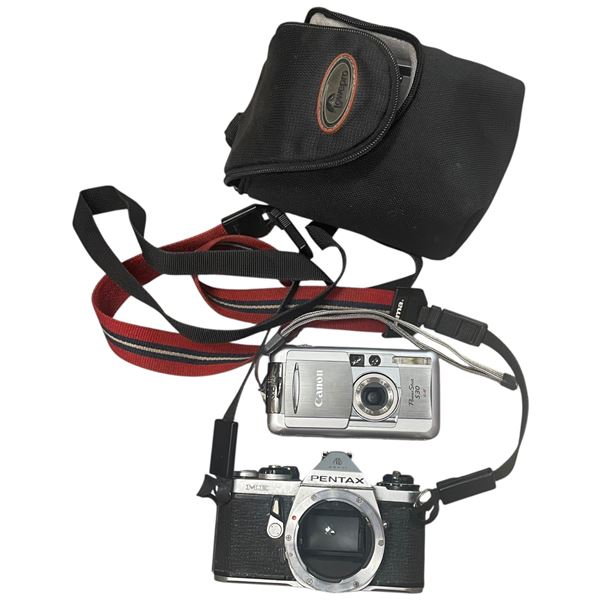 Canon Powershot 350 Digital Camera and Vintage Pentax ME 35MM