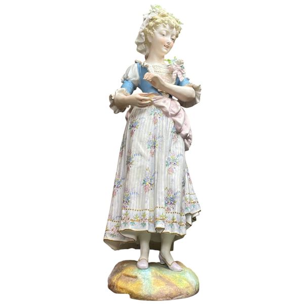 21" Tall Vion & Baury Bisque Style Porcelain Figurine