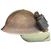 Image 2 : Collection of WWII Militray Items: Helmet, Canteen, Ammo Can, Chest Rig, Binoculars and More