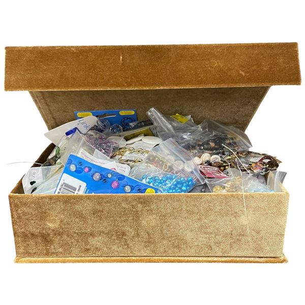 Box Filled with Beads and Jewelry for Jewelry Making