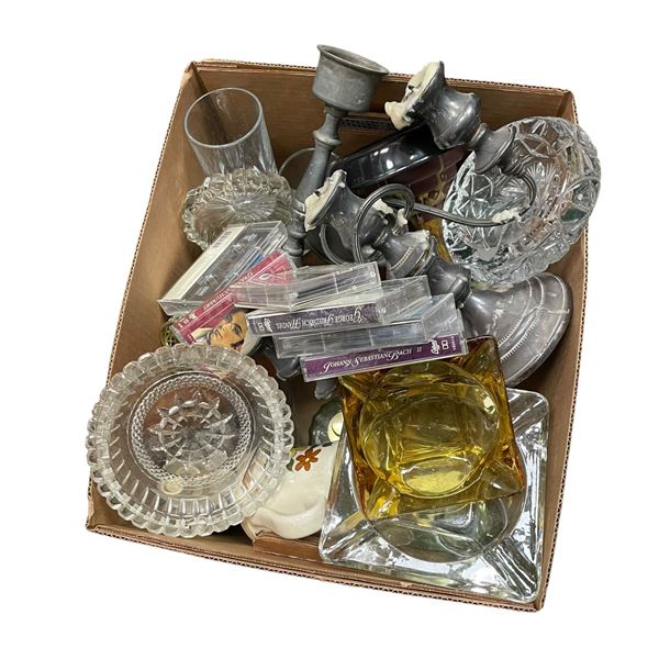 Box Lot of Decorative Collectables and Ashtrays