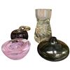 Image 1 : 4 Pieces of Art Glass: Vases, Bowl and Ornate Purple Gourd, Tallest Vase is 7.25" Tall