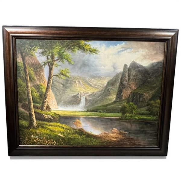 Large Framed Original Landscape Painting Artist Signed 56x44'