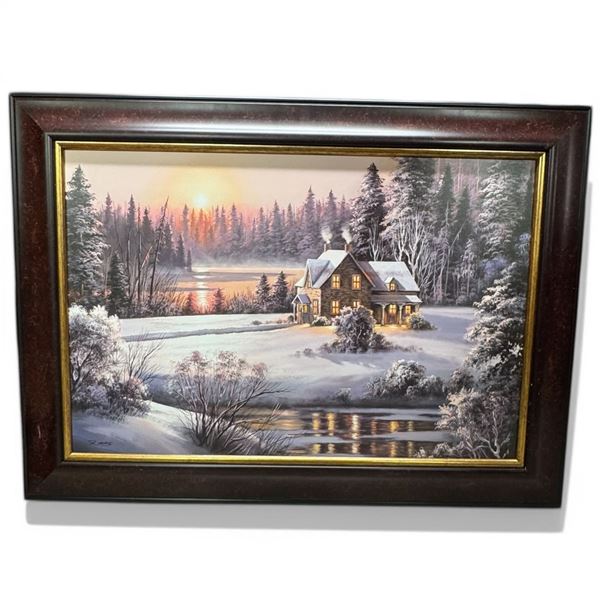 Large Framed Original Landscape Print Artist Signed 44x32"