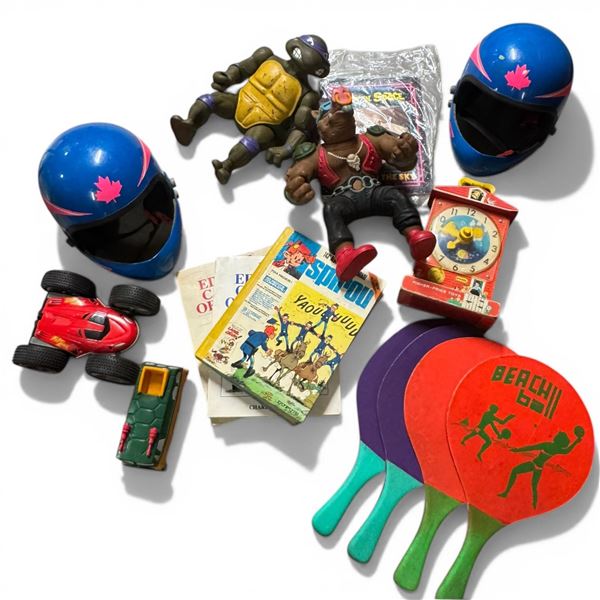 Collection of Vintage Toys Including Teenage Mutant Ninja Turtles
