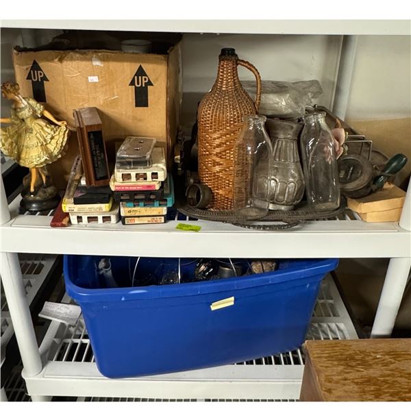 Assorted Vintage Items: Beer Bottle, Silverplate Car Parts 8 Tracks and More