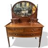 Image 1 : Edwardian Mahogany Dressing Table Featuring an Oval Swing Mirror and Inlaid Details 44x22x60"