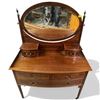 Image 2 : Edwardian Mahogany Dressing Table Featuring an Oval Swing Mirror and Inlaid Details 44x22x60"