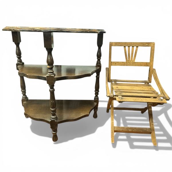 Children's Folding Chair and Demilune Side Table 22x9.5x24"