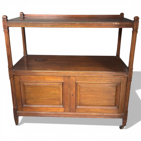 Victorian Style Mahogany Two-Tier Buffet Sideboard 19th Century 42x18x42"