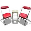Image 1 : Pair of Vintage Red Vinyl Chairs and Metal Stool