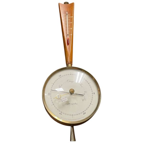 Vintage Airguide Baromoter Brass Wood and Glass Construction