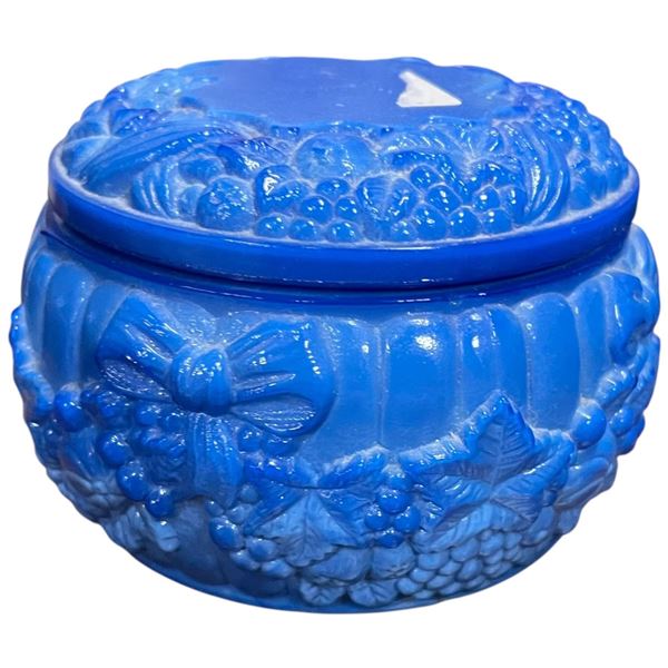 1930"s Art Deco Ingrid Blue Trinket Box 3.5" Diameter