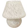 Image 1 : Murano Style White Glass Mushroom Table Lamp 8.5" Tall
