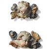 Image 1 : Two Vintage Chalkware Wall Hanging Cherubs 8" Across